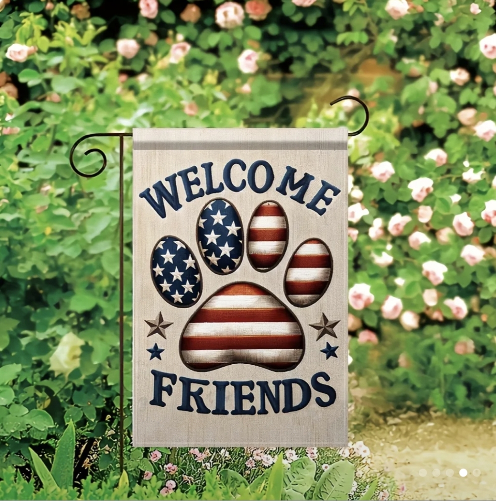 Any 2/$12 - Patriotic Paw Welcome Friends Garden Flag - Picture 4 of 5